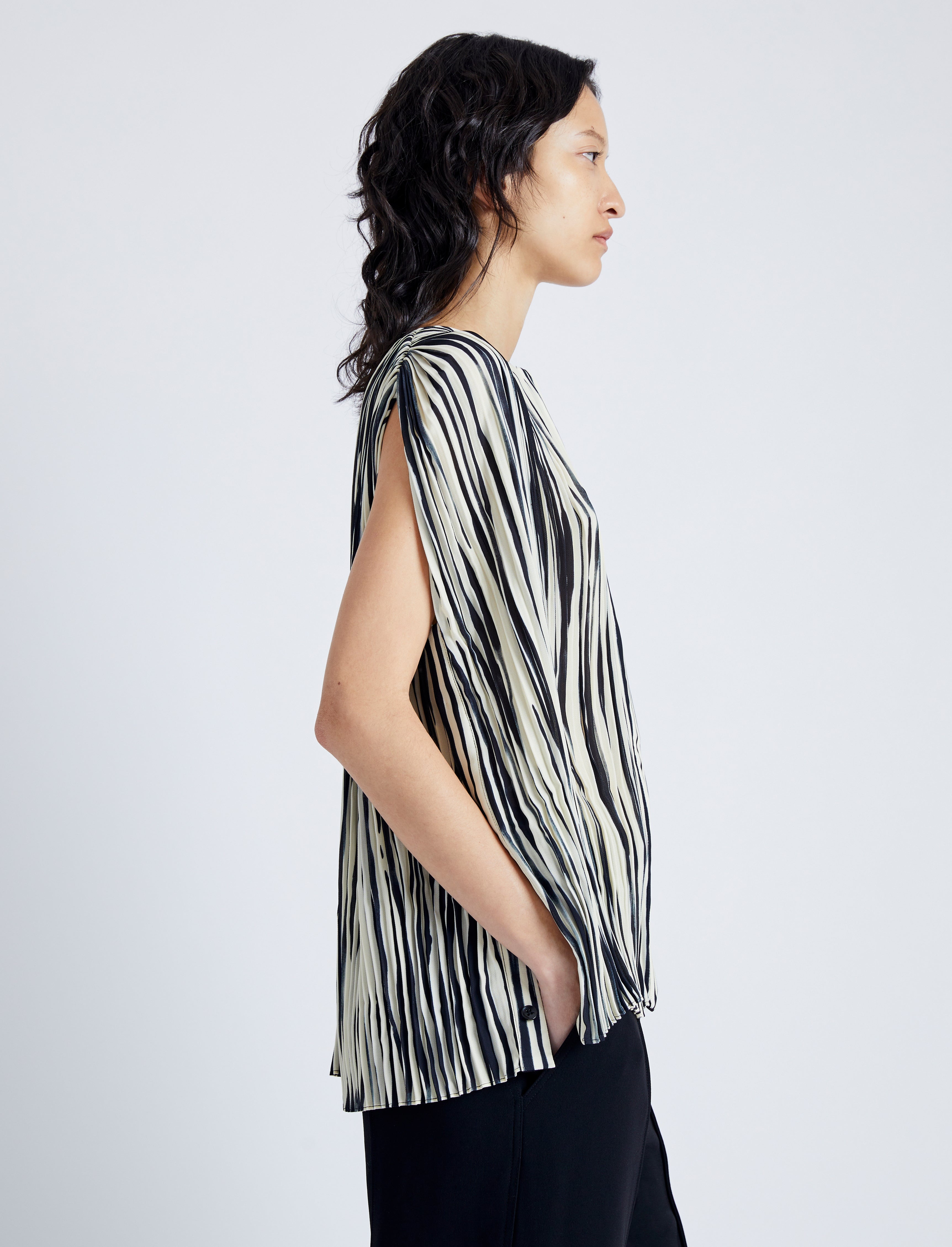 Wade Top in Printed Sheer Pleated Chiffon - 6