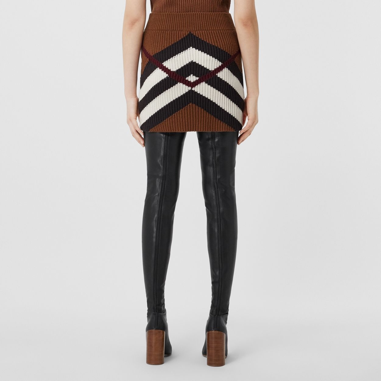 Chevron Check Cashmere Cotton Blend Mini Skirt - 4