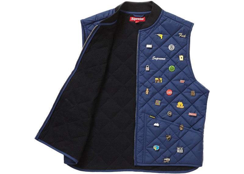 Supreme Supreme Pins Quilted Work Vest Navy outlook