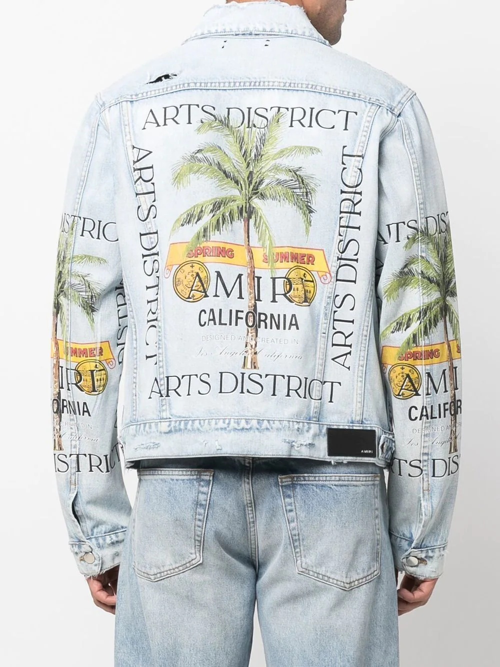 graphic-print distressed-effect denim jacket - 4