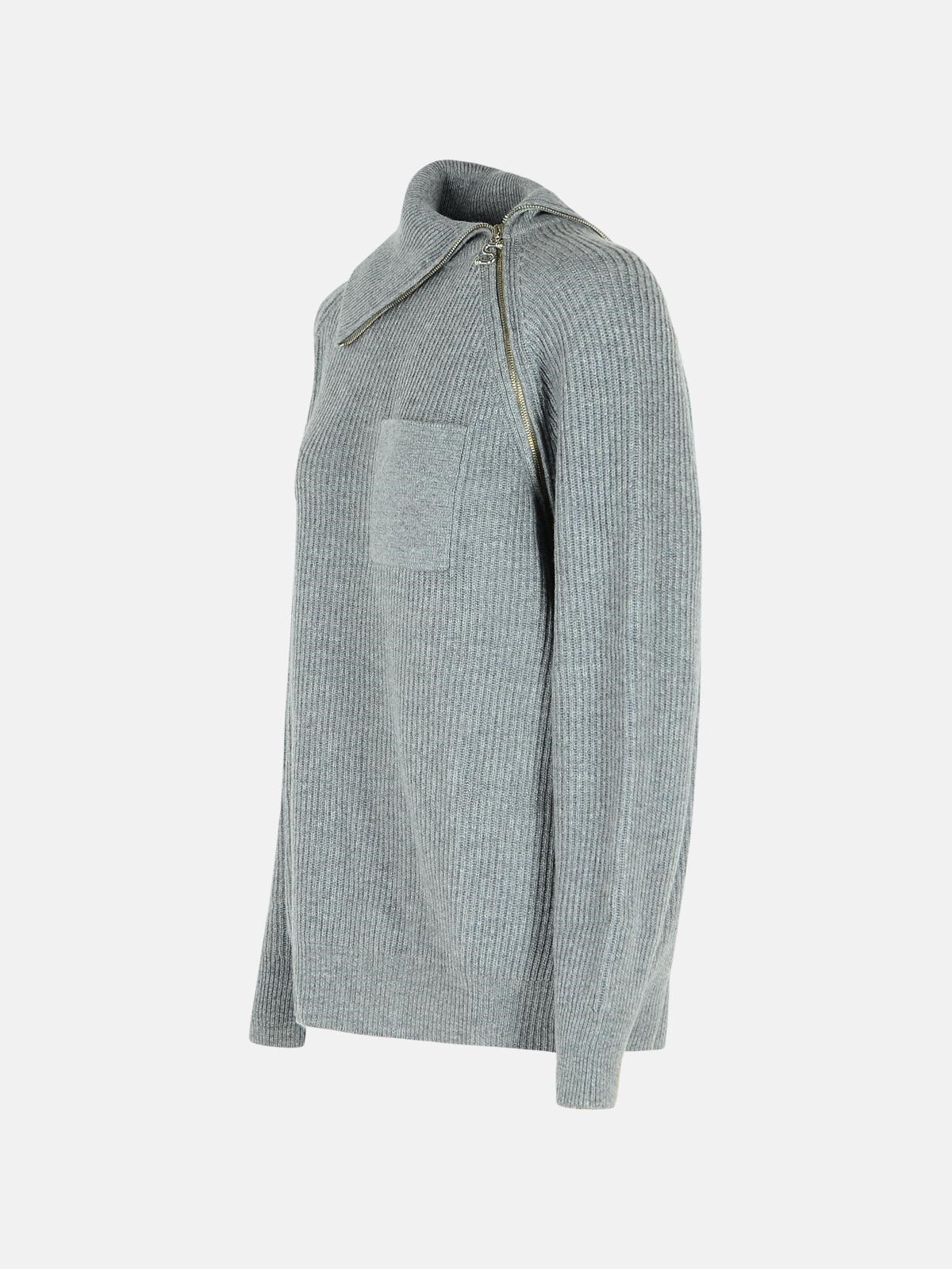 'SALPA' CASHMERE BLEND SWEATER WITH MEDIUM GREY ZIP - 2