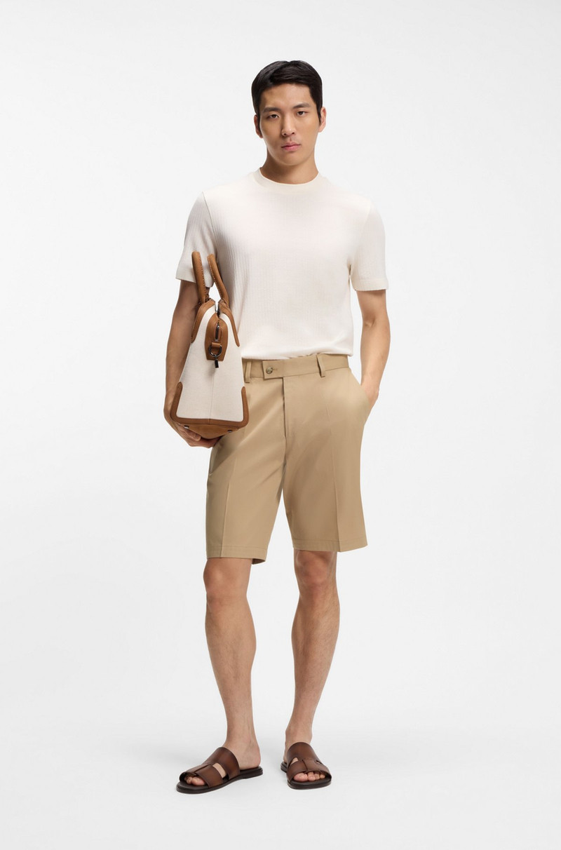 BOSS TAPERED-FIT SHORTS IN COTTON, SILK AND STRETCH outlook