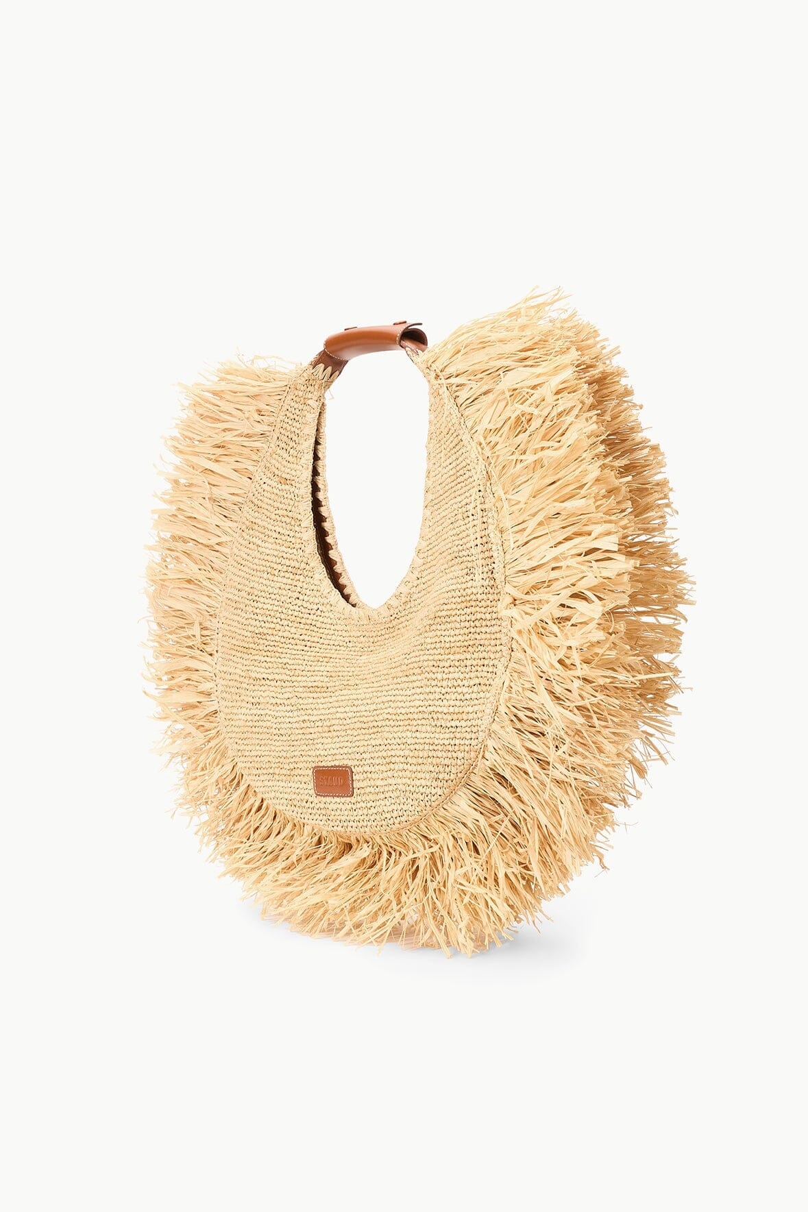 STAUD LARGE RAFFIA MOON TOTE BAG NATURAL FRINGE - 3