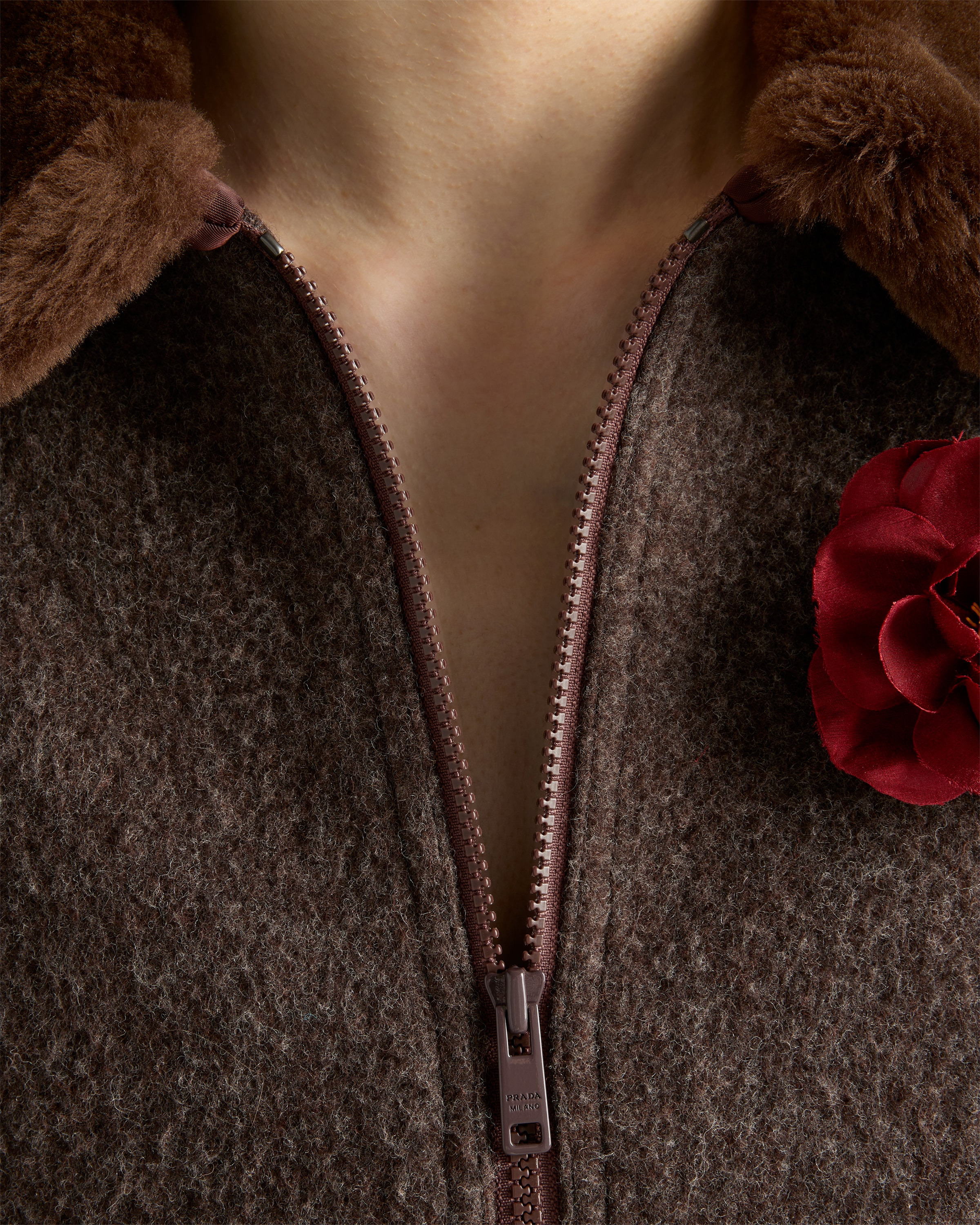 Wool blouson jacket with shearling collar - 3