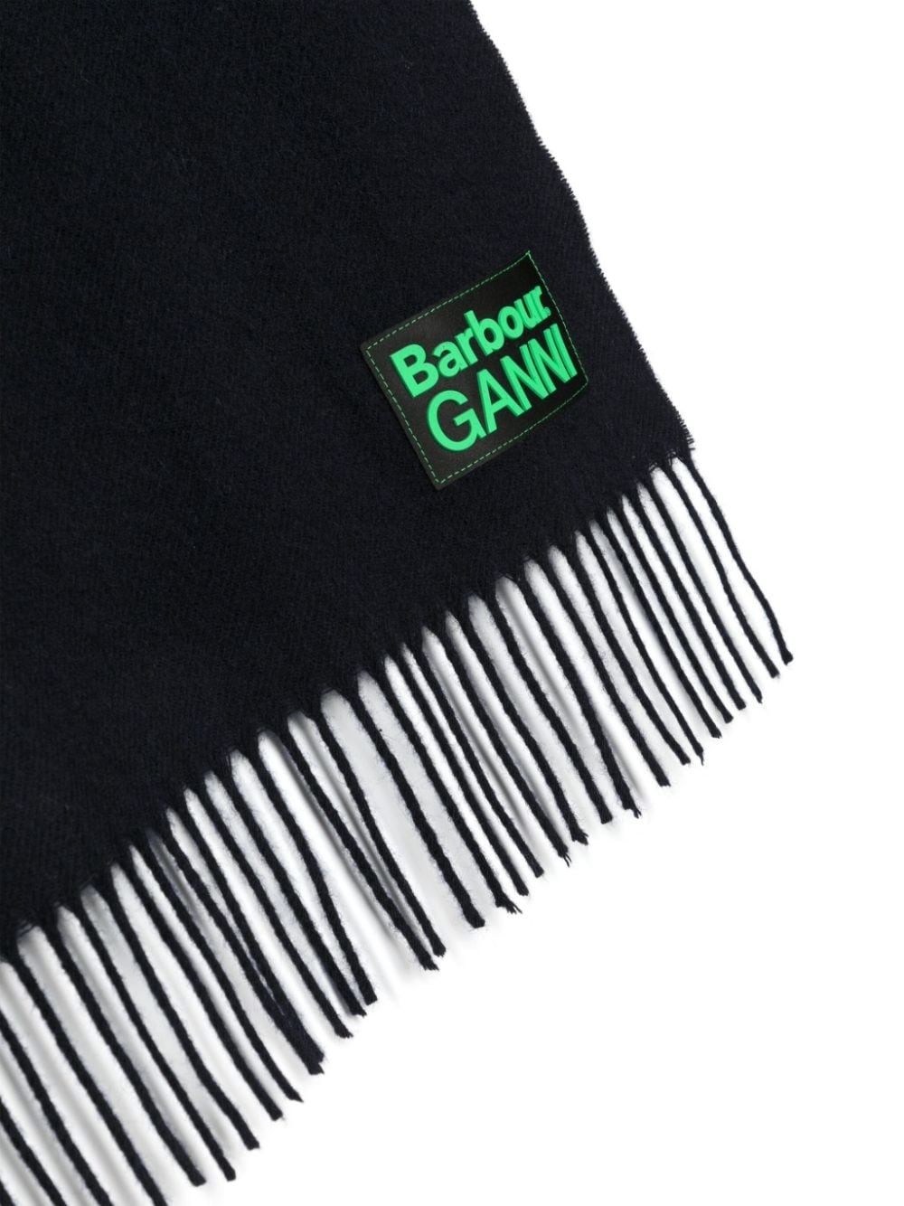 x Ganni logo-patch wool scarf - 3