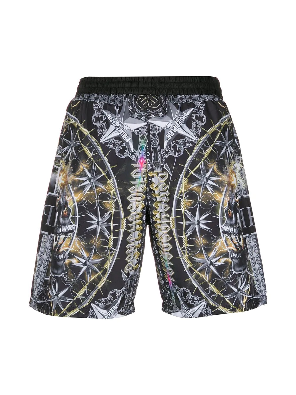 mixed pattern drawstring swim shorts - 2