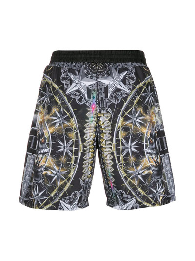 PHILIPP PLEIN mixed pattern drawstring swim shorts outlook