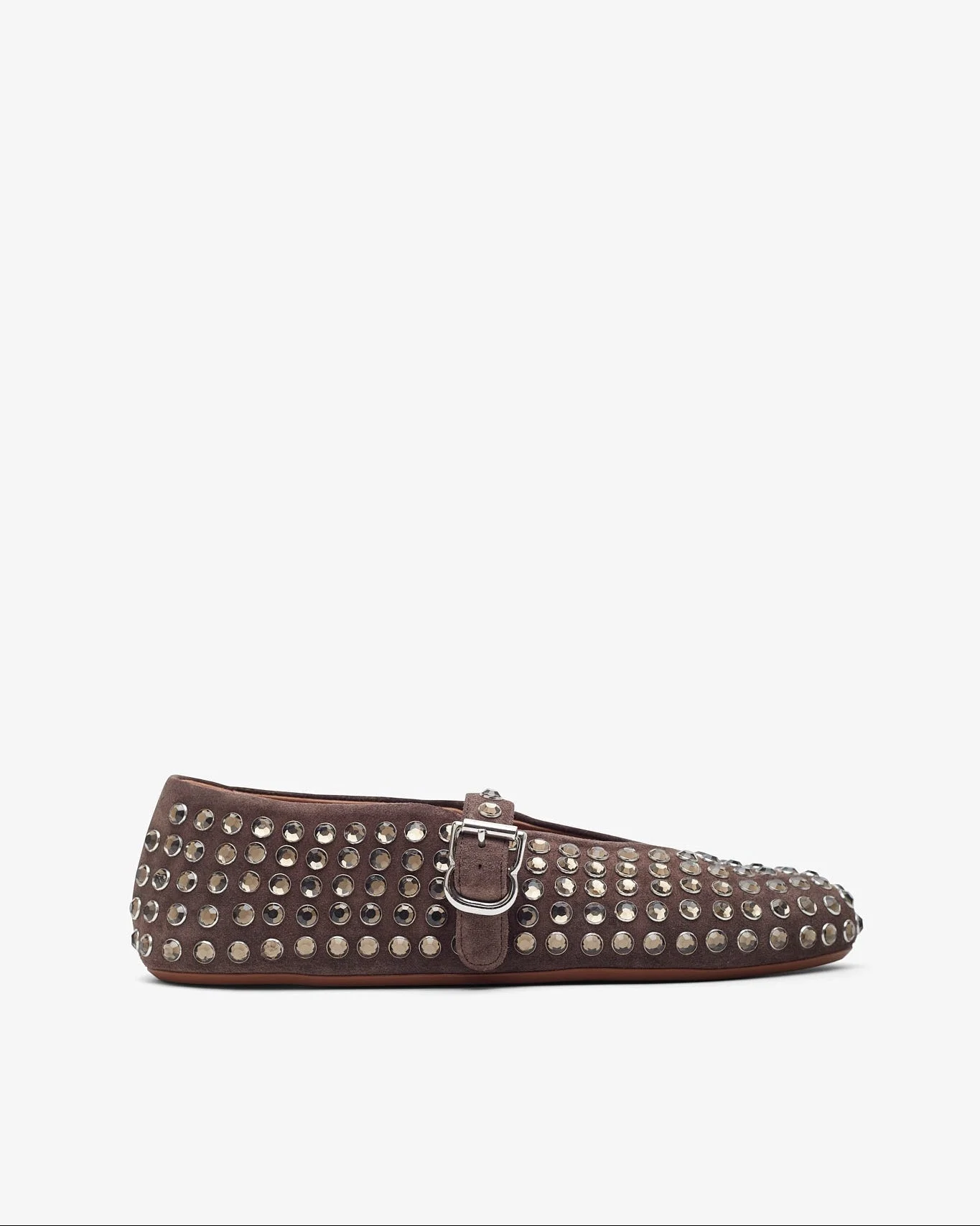 Embellished brown suede ballet flats - 1