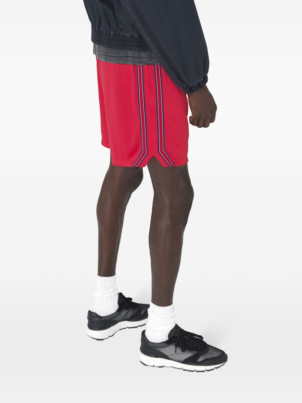 stripe-detail mesh shorts - 6