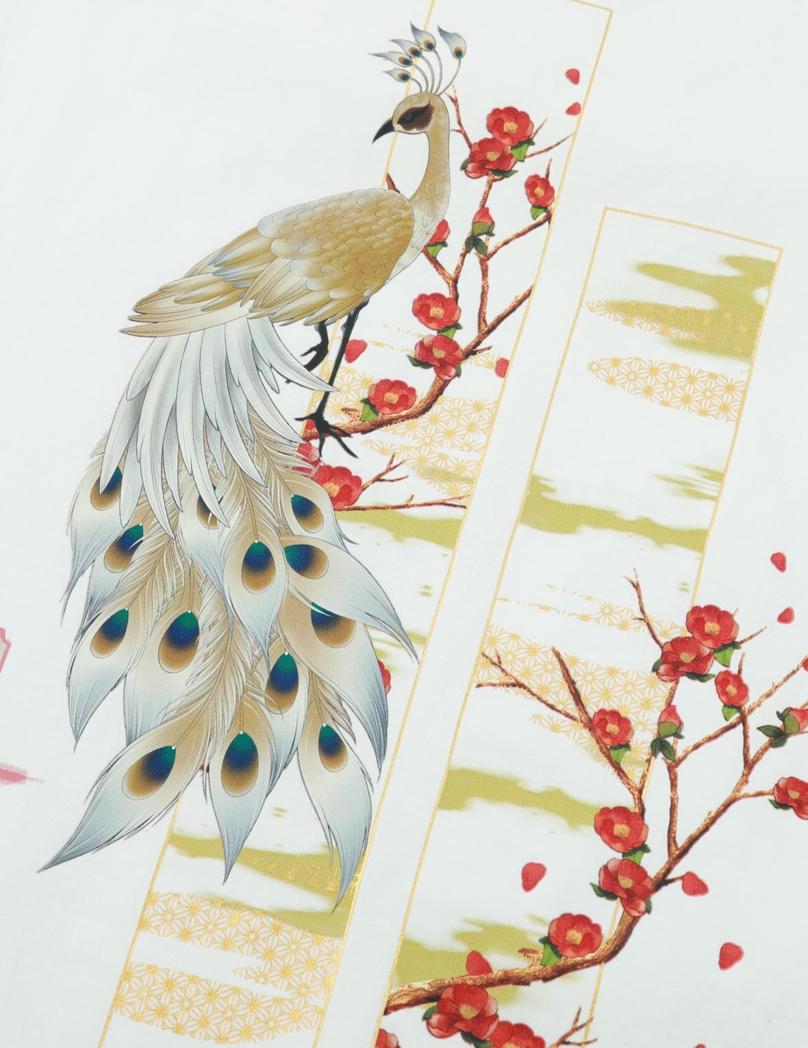 PEACOCK AND TSUBAKI PRINT BOYFRIEND T-SHIRT - 7
