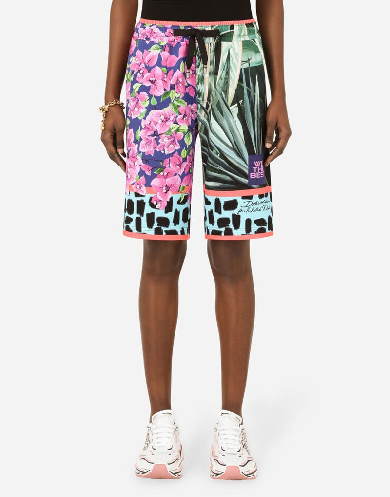 Jersey jogging shorts with jungle mix print 10