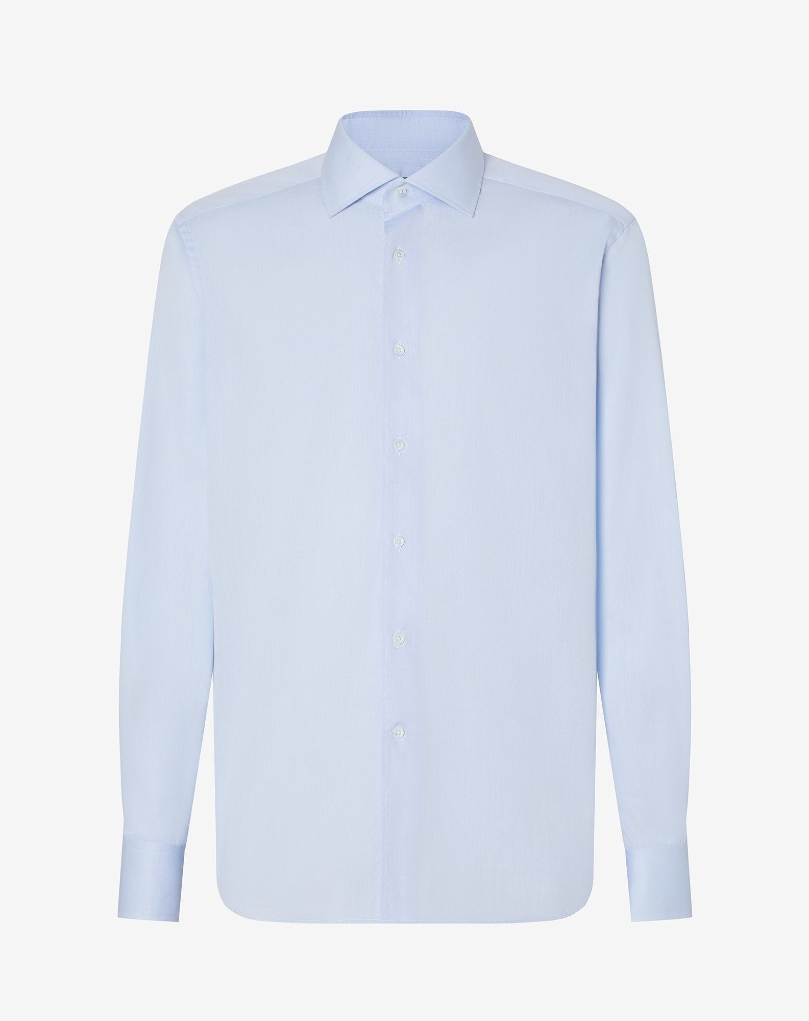 Light blue wrinkle-free cotton twill shirt - 1