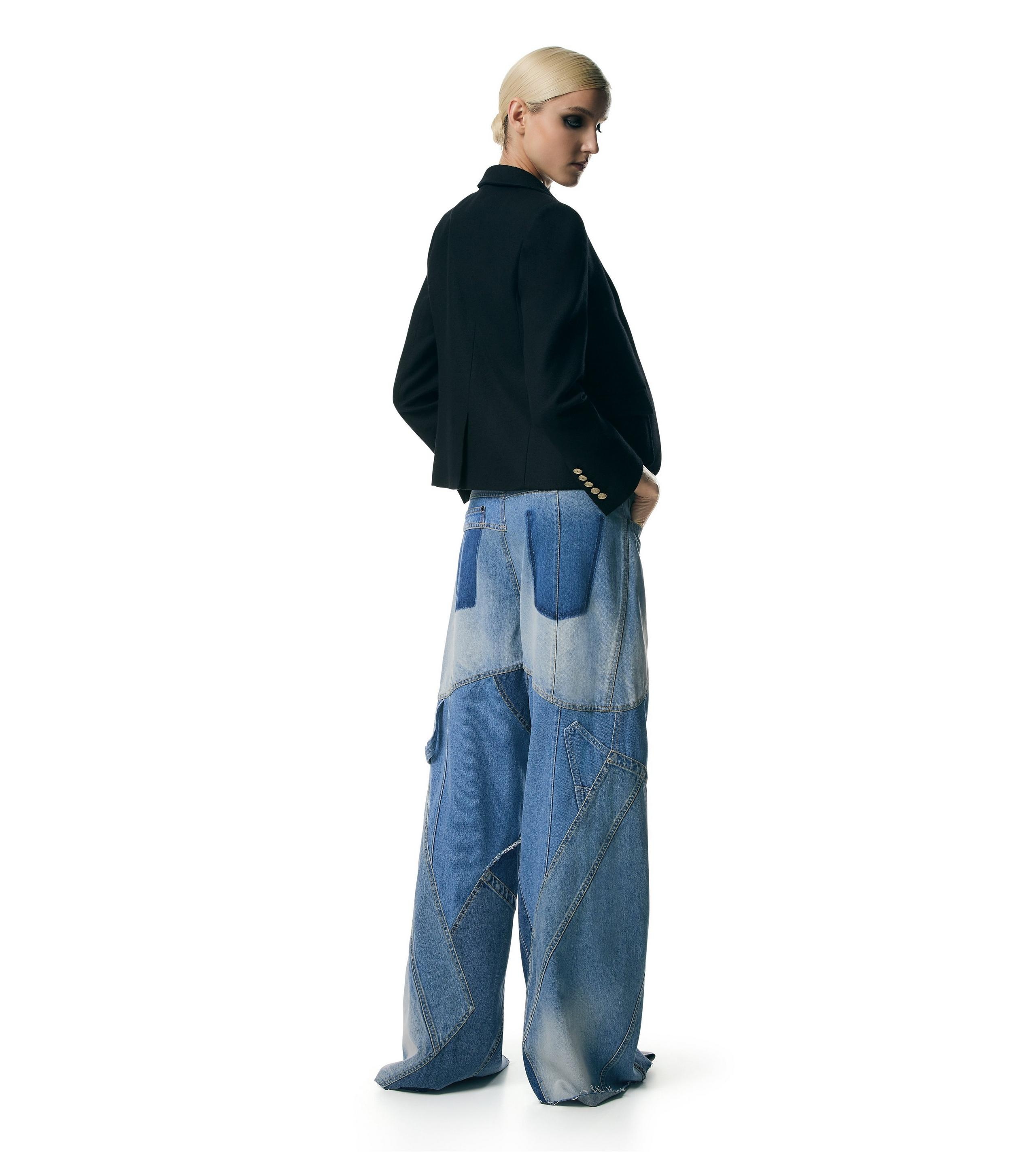 VINTAGE PATCHWORK DENIM WIDE LEG PANTS - 5