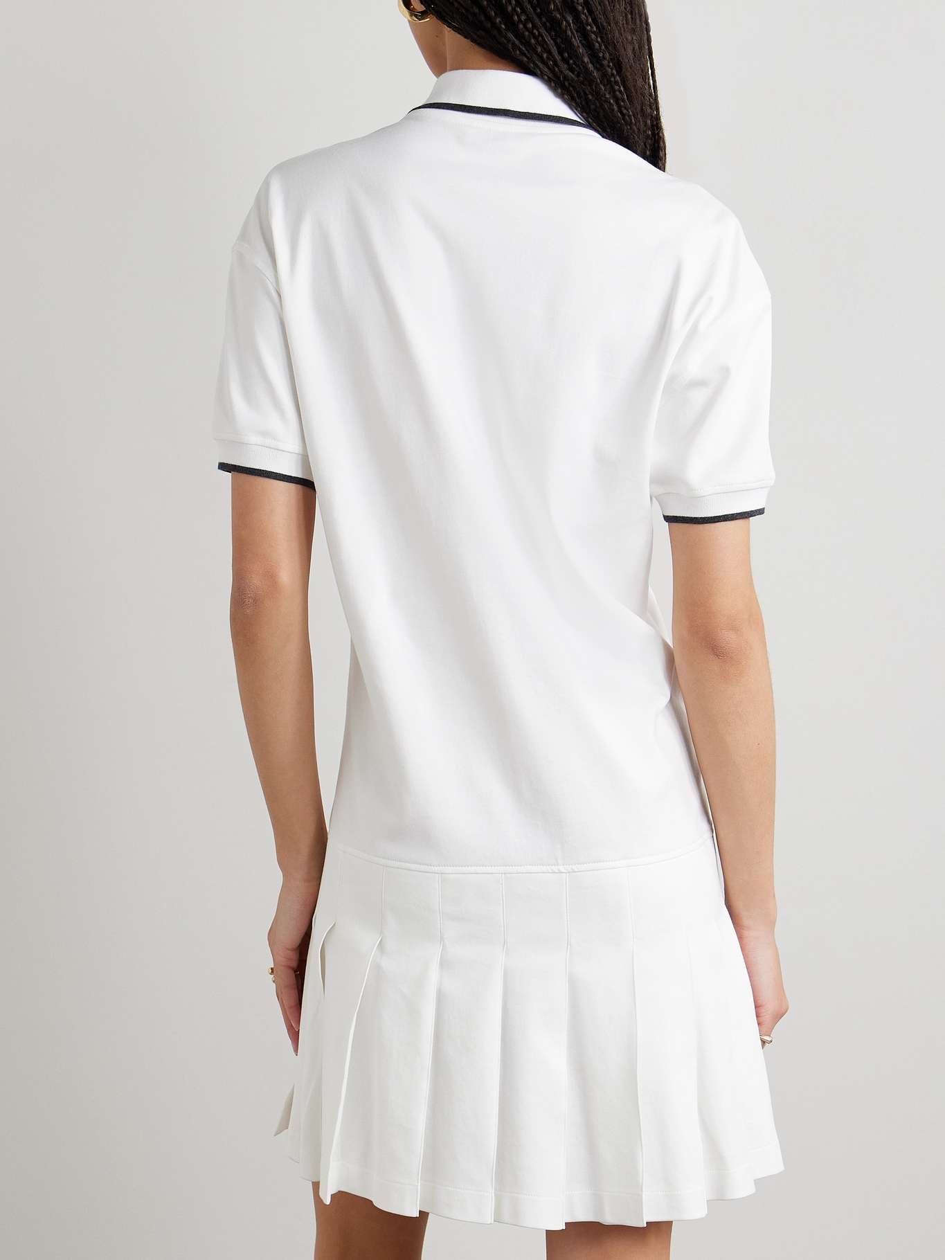 Tennis pleated embroidered cotton-jersey mini dress - 3