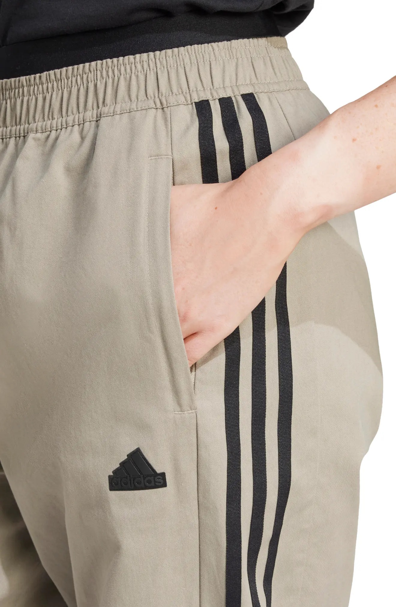 Tiro Loose Fit Cotton Twill Track Pants in Silver Pebble/Black - 4