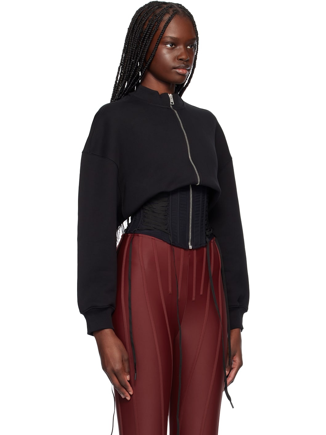 Black Laced Corset Track Jacket - 2