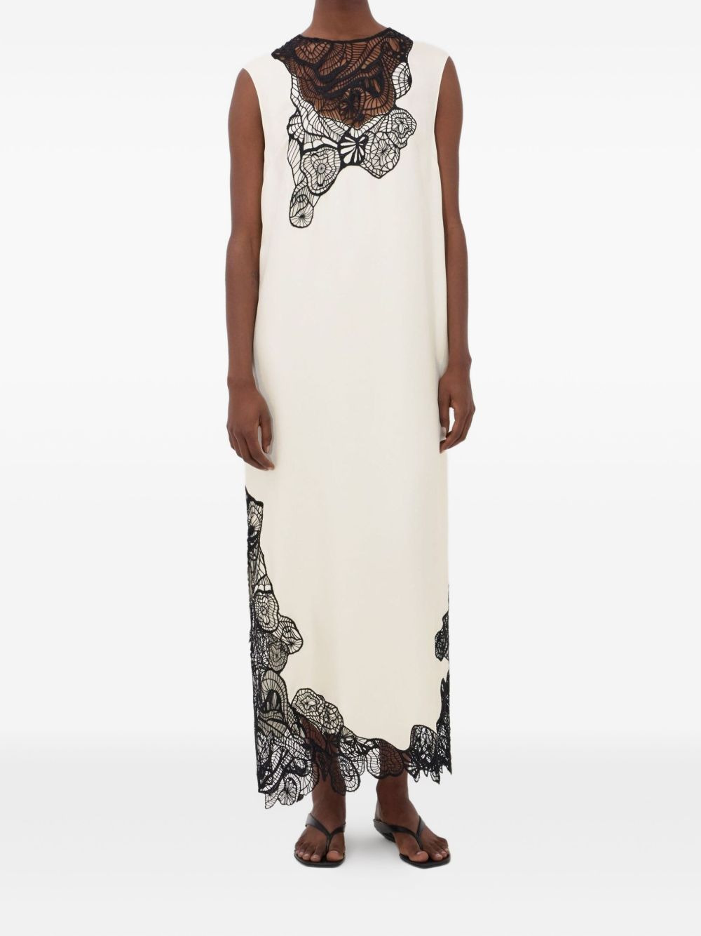 Uma lace-trim silk midi dress - 2