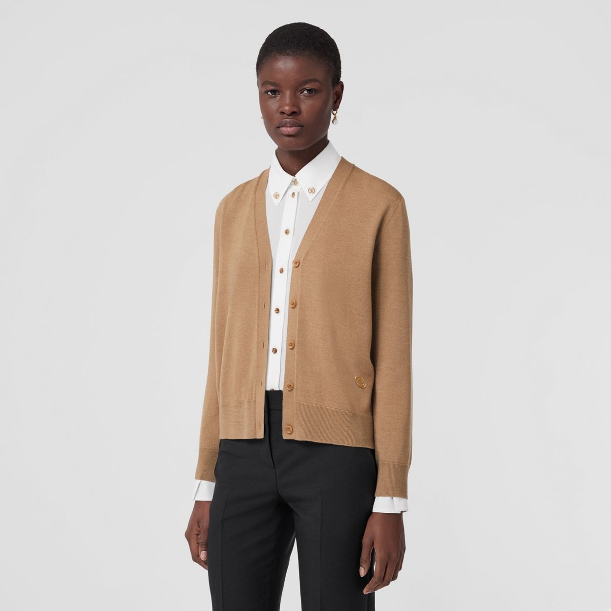 Monogram Motif Wool Silk Blend Cardigan - 2