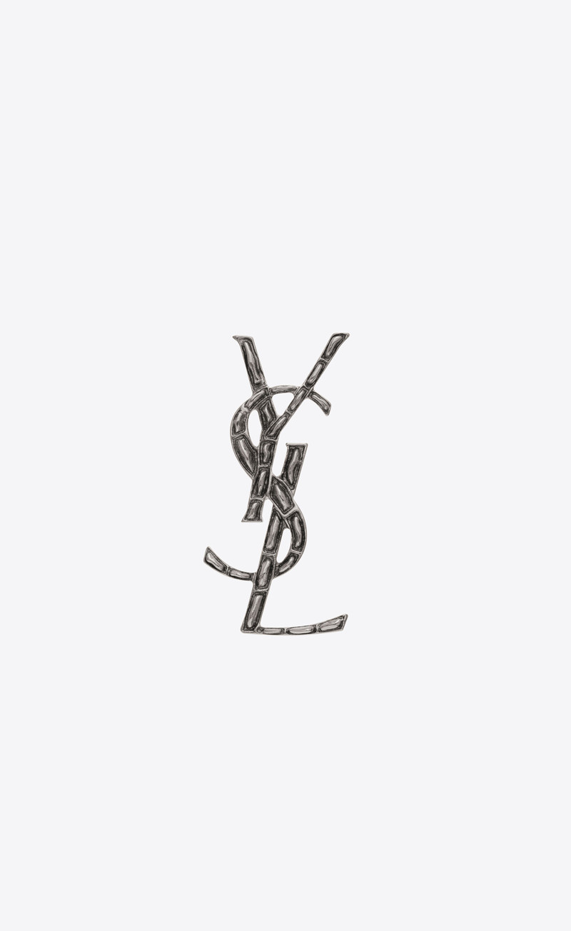 opyum ysl crocodile brooch in silver brass - 1