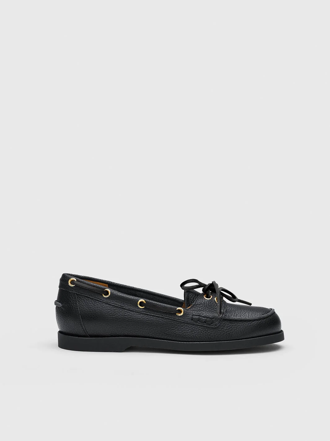 Nesso Black Grained Leather Boat shoes - 1