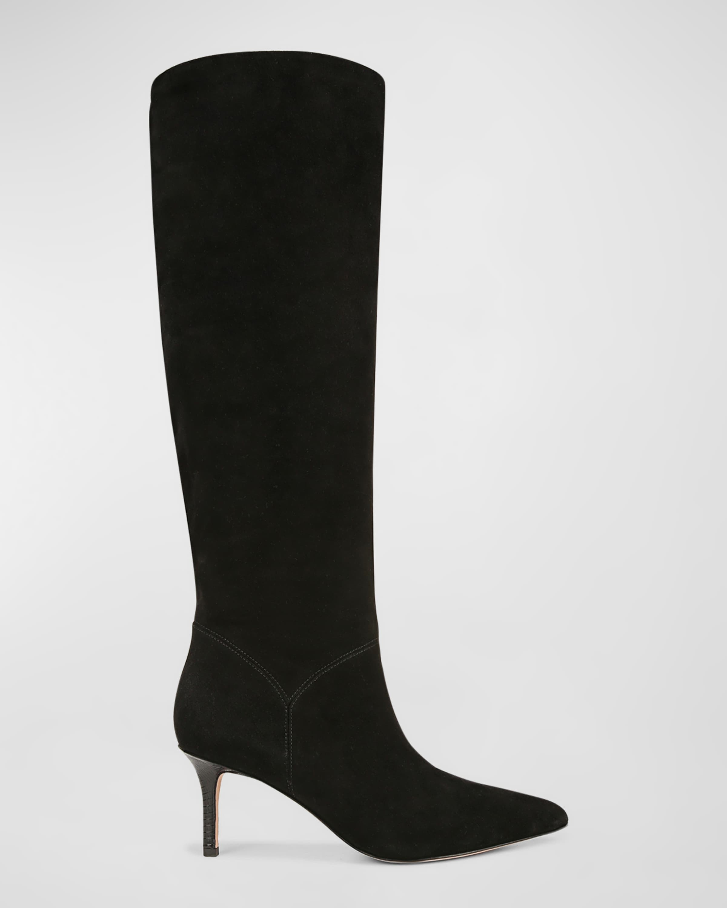 Lexington Wide Calf Suede Stiletto Knee Boots - 1