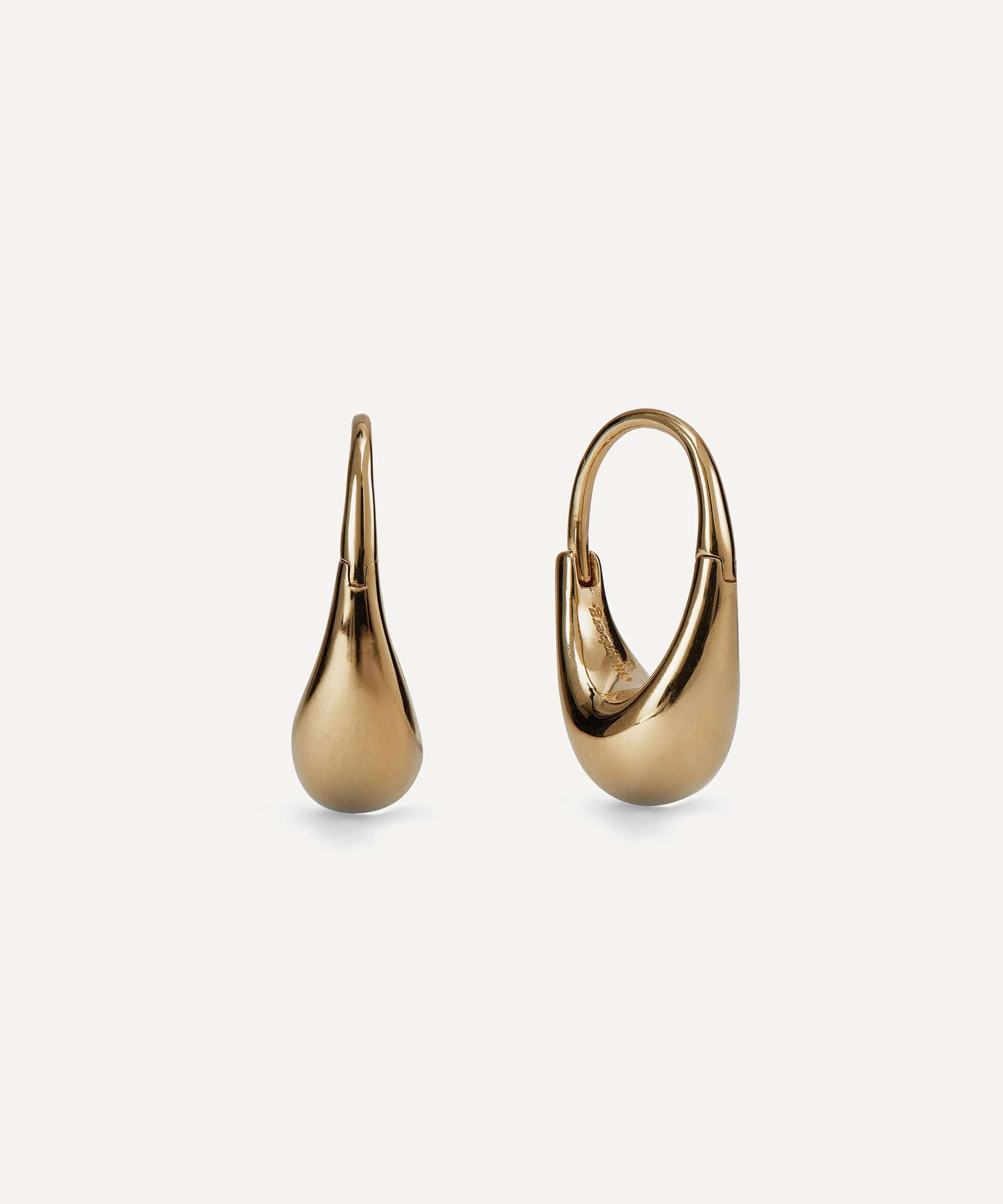 14ct Gold Plated Vermeil Silver Roscida Drop Hoop Earrings - 1