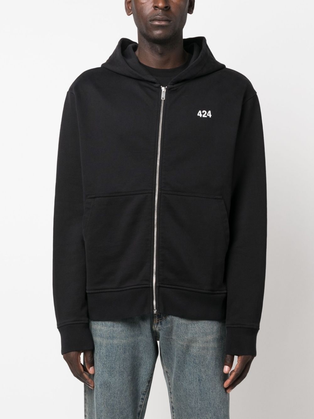 logo-print cotton hoodie - 3