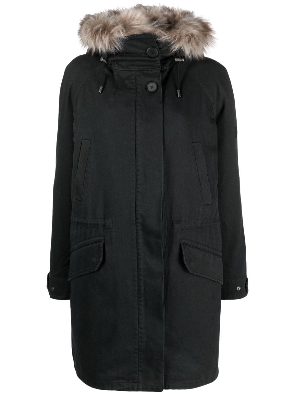 shearling-trim gabardine parka - 1