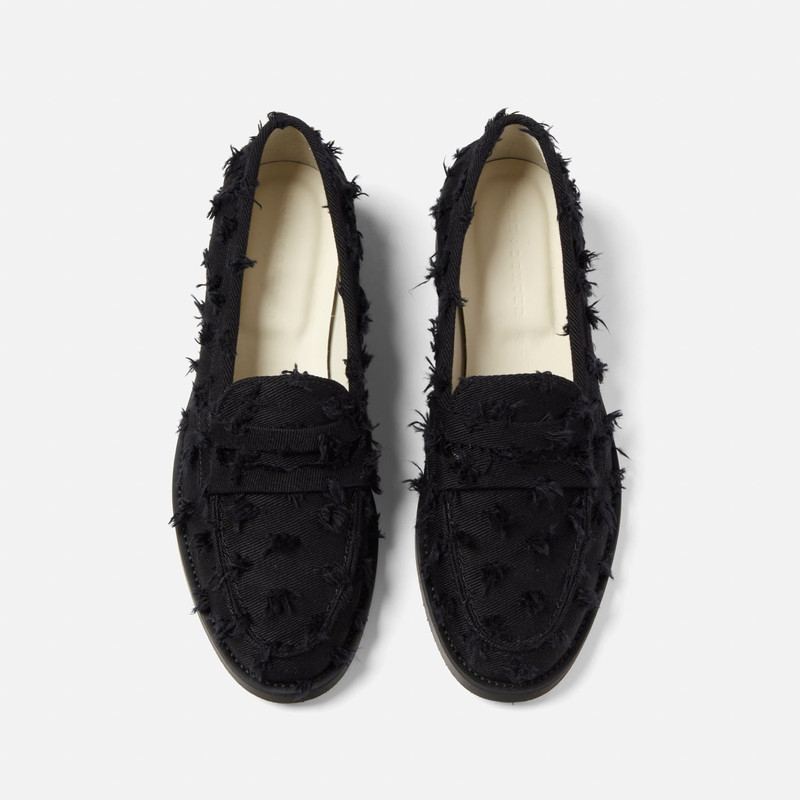 Wilde Black Punched Denim Penny Loafer - Women's 3