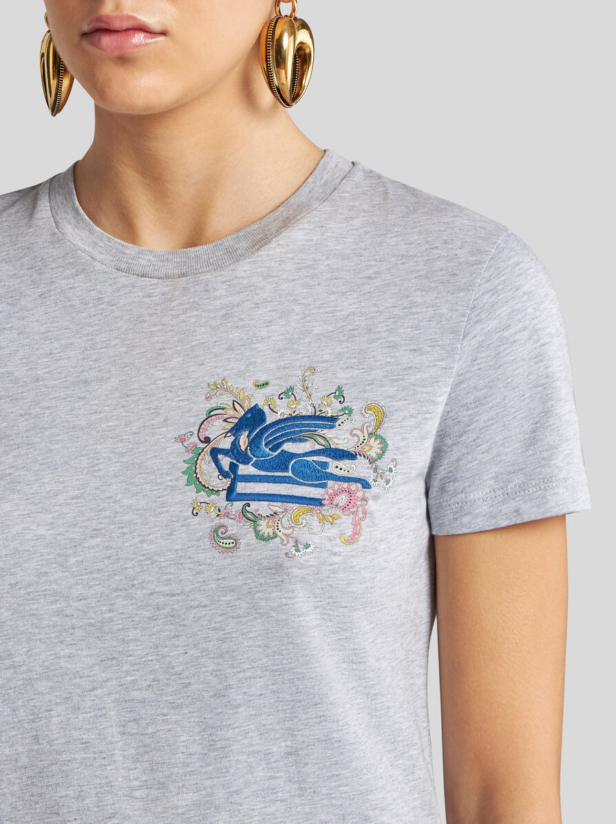 T-SHIRT WITH EMBROIDERED PEGASO AND MONOGRAM - 3