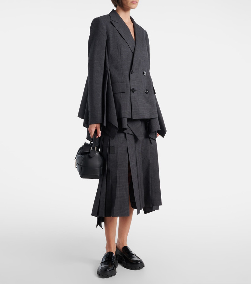 sacai Prince of Wales check wool midi skirt outlook