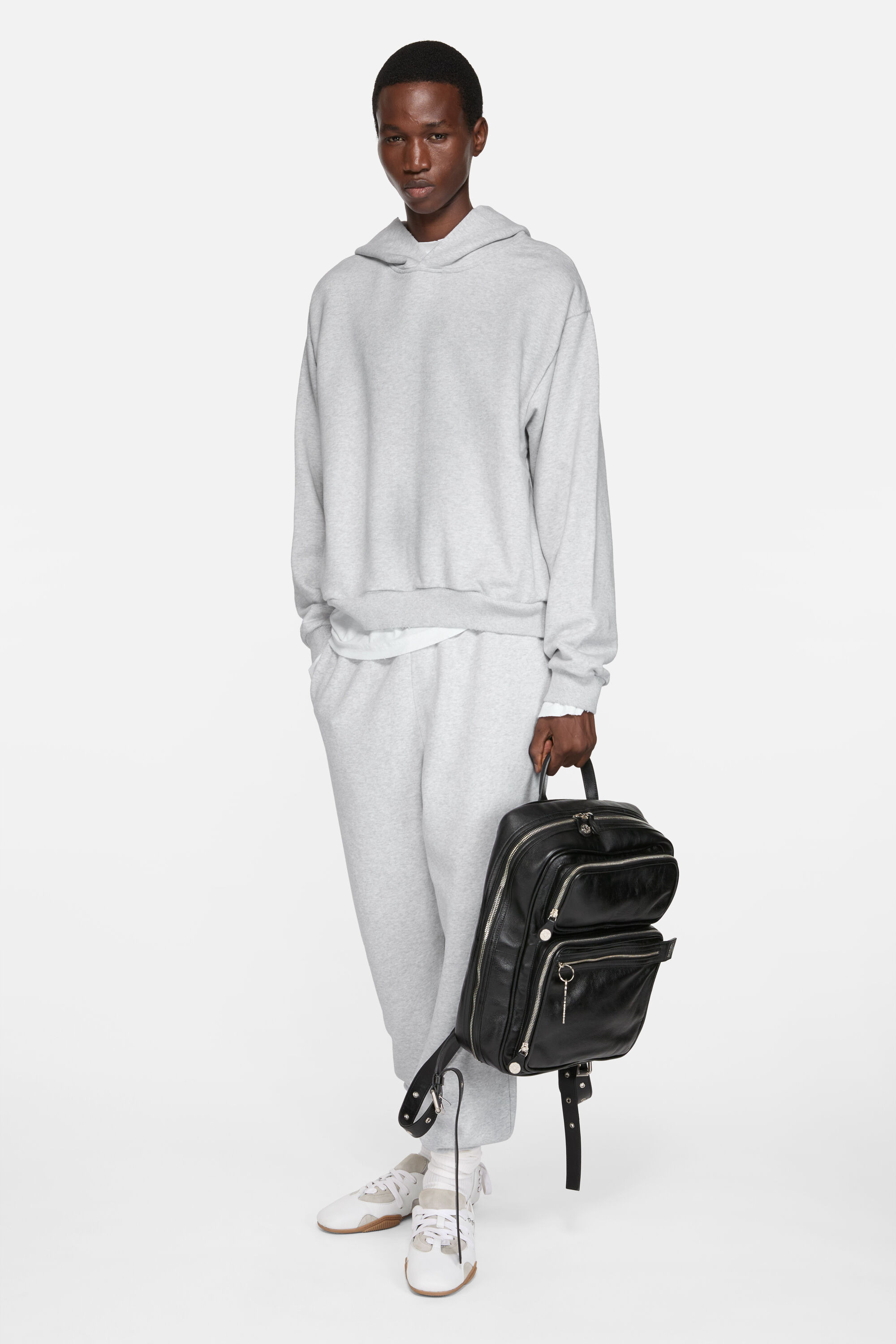 Logo hooded sweater - Pale Grey Melange - 2
