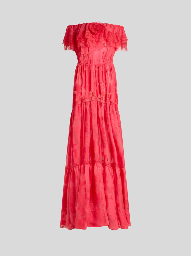 LONG DRESS IN SILK-BLEND JACQUARD WITH FLORAL PAISLEY MOTIF 1