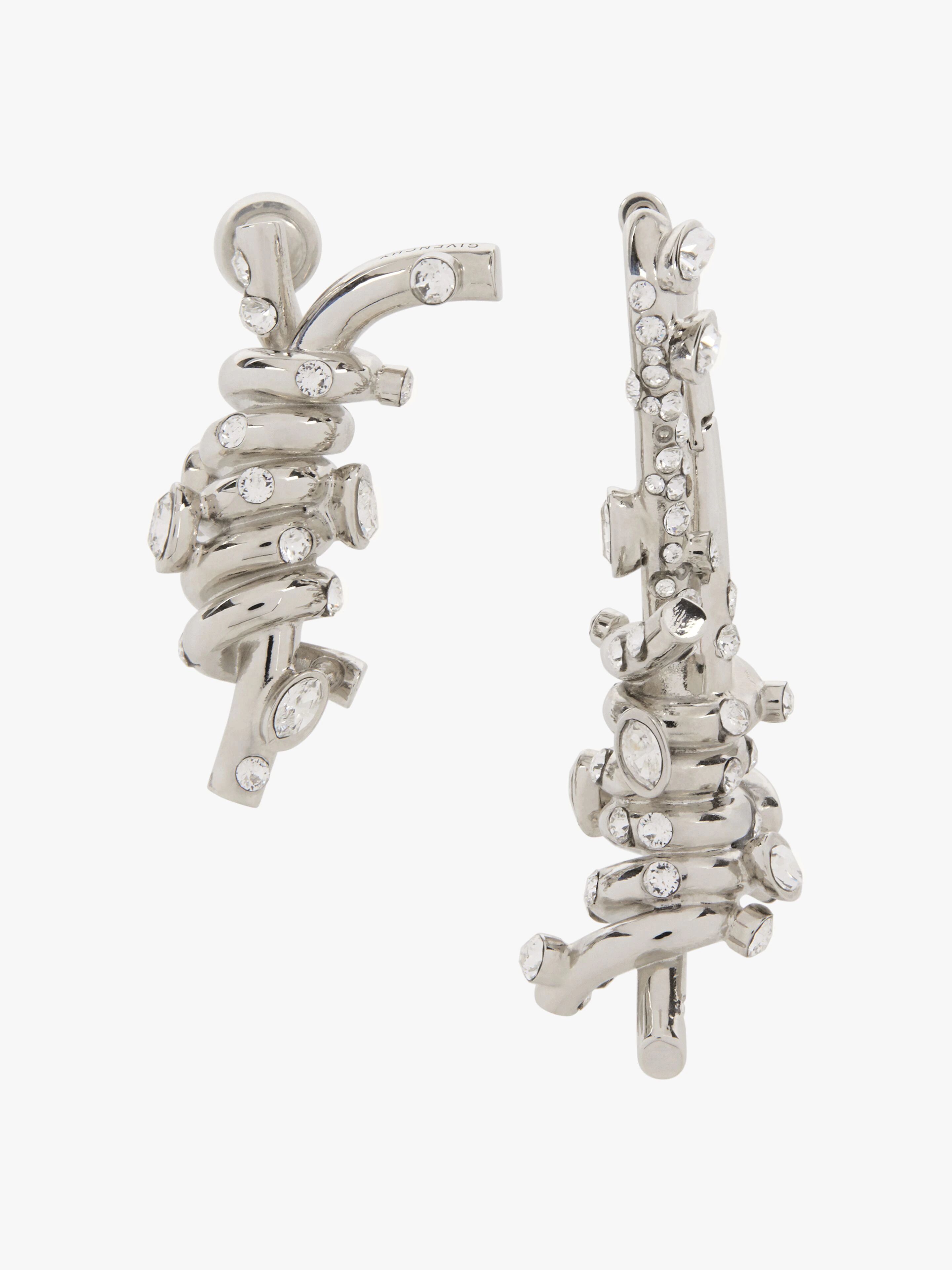 TWISTED ASYMMETRICAL EARRING IN METAL WITH CRYSTALS - 2