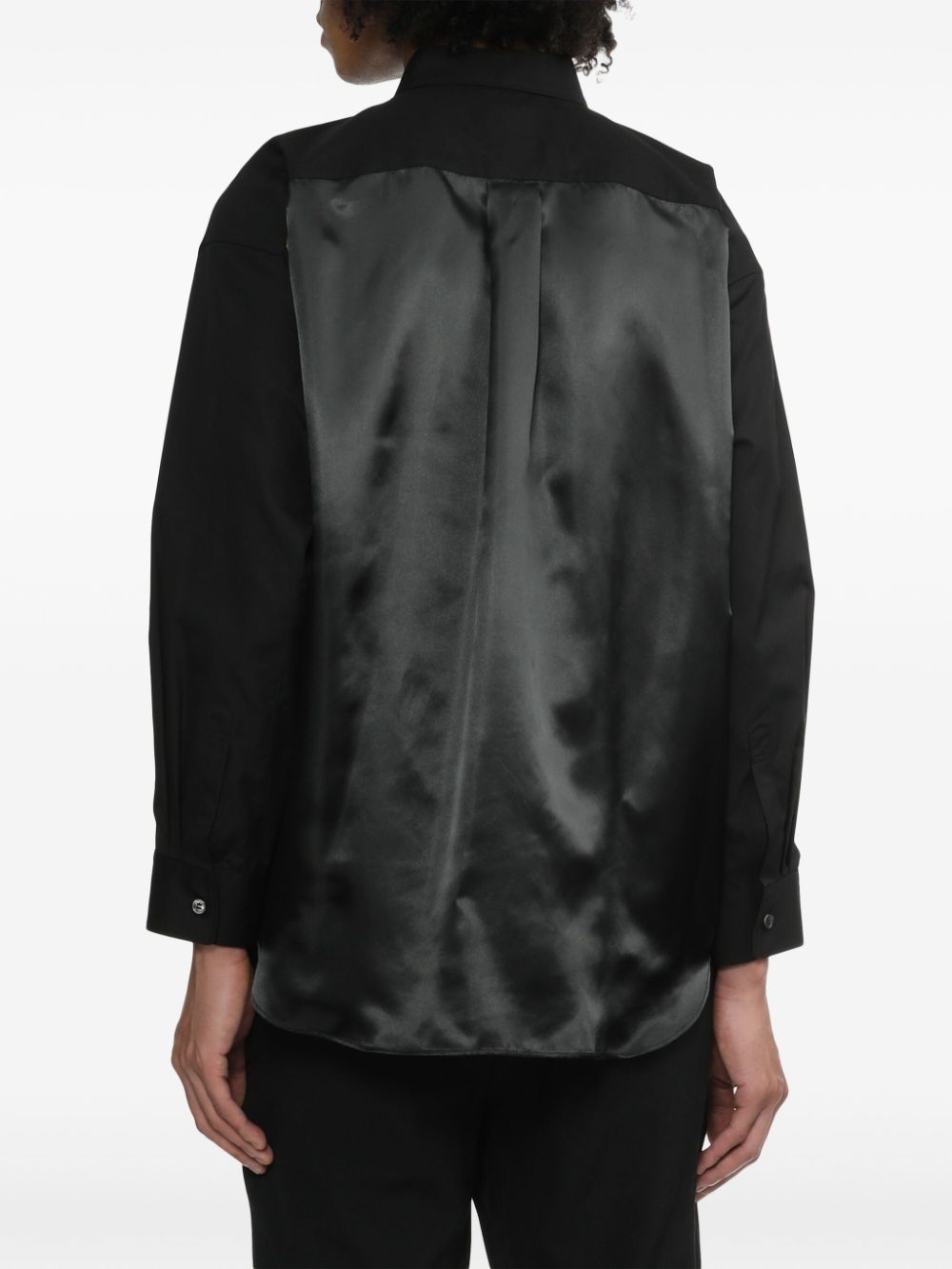 satin-panelled cotton shirt - 4