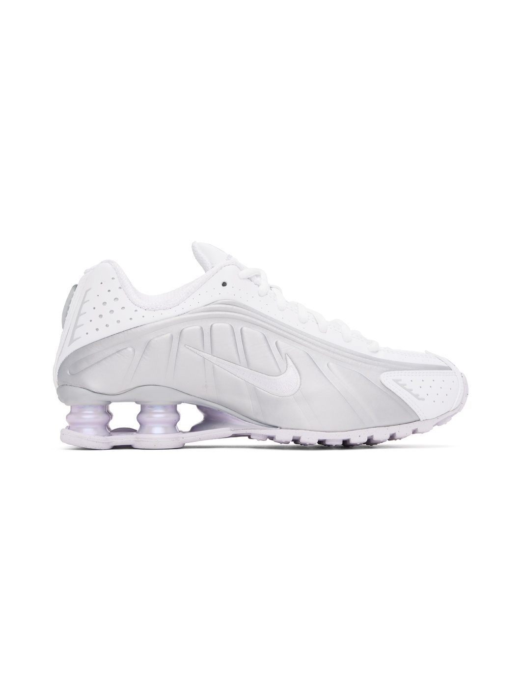 White & Silver Shox R4 Sneakers - 1