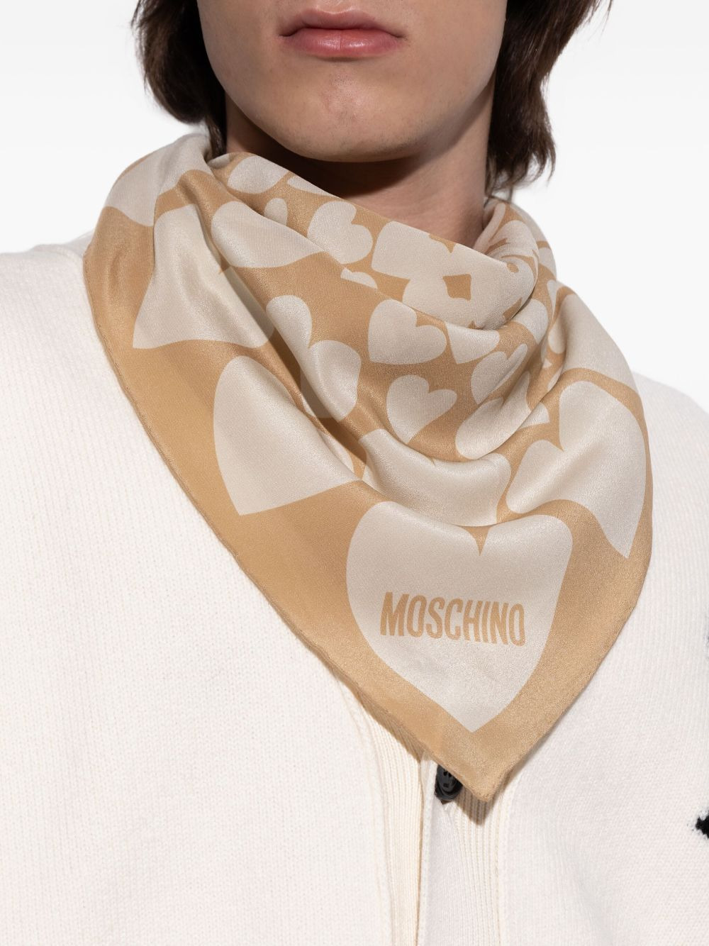 heart-print silk scarf - 4