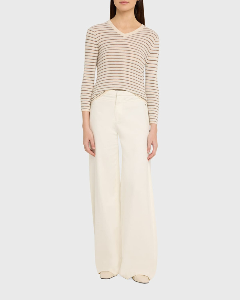 Vince Stripe Cashmere-Blend V-Neck Sweater outlook