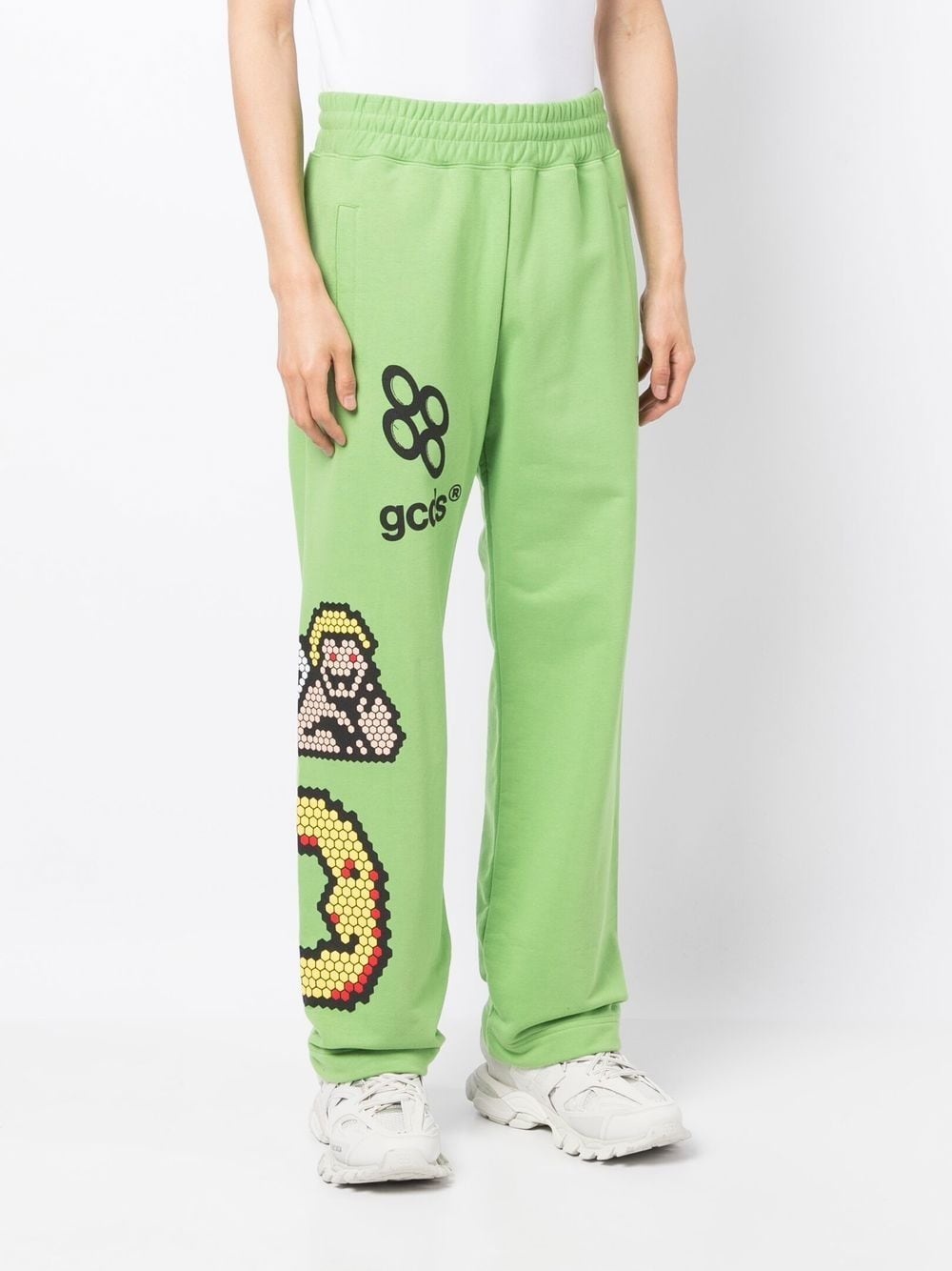 Plush motif-print wide-leg track pants - 3