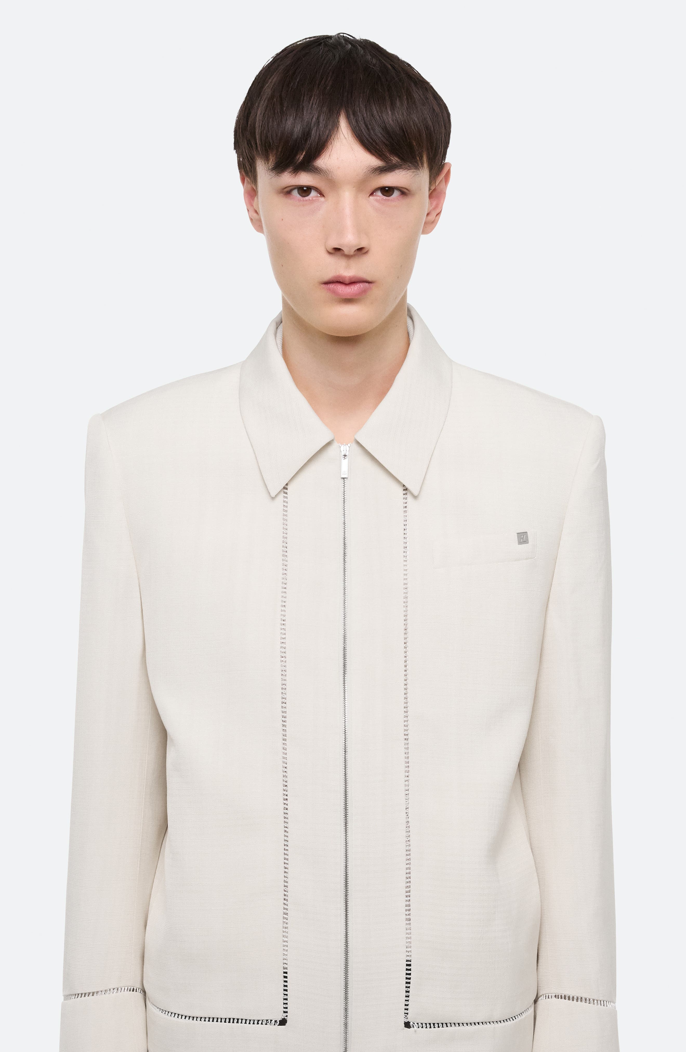 Helmut Lang Border Slub Viscose Jacket in Antique White at Nordstrom - 4