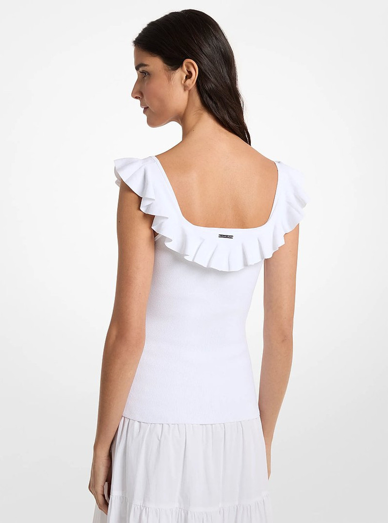 MICHAEL KORS Ruffled Stretch Viscose Tank Top outlook