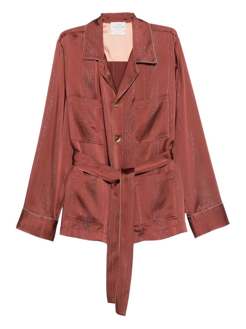 metallic-striped belted jacket 1