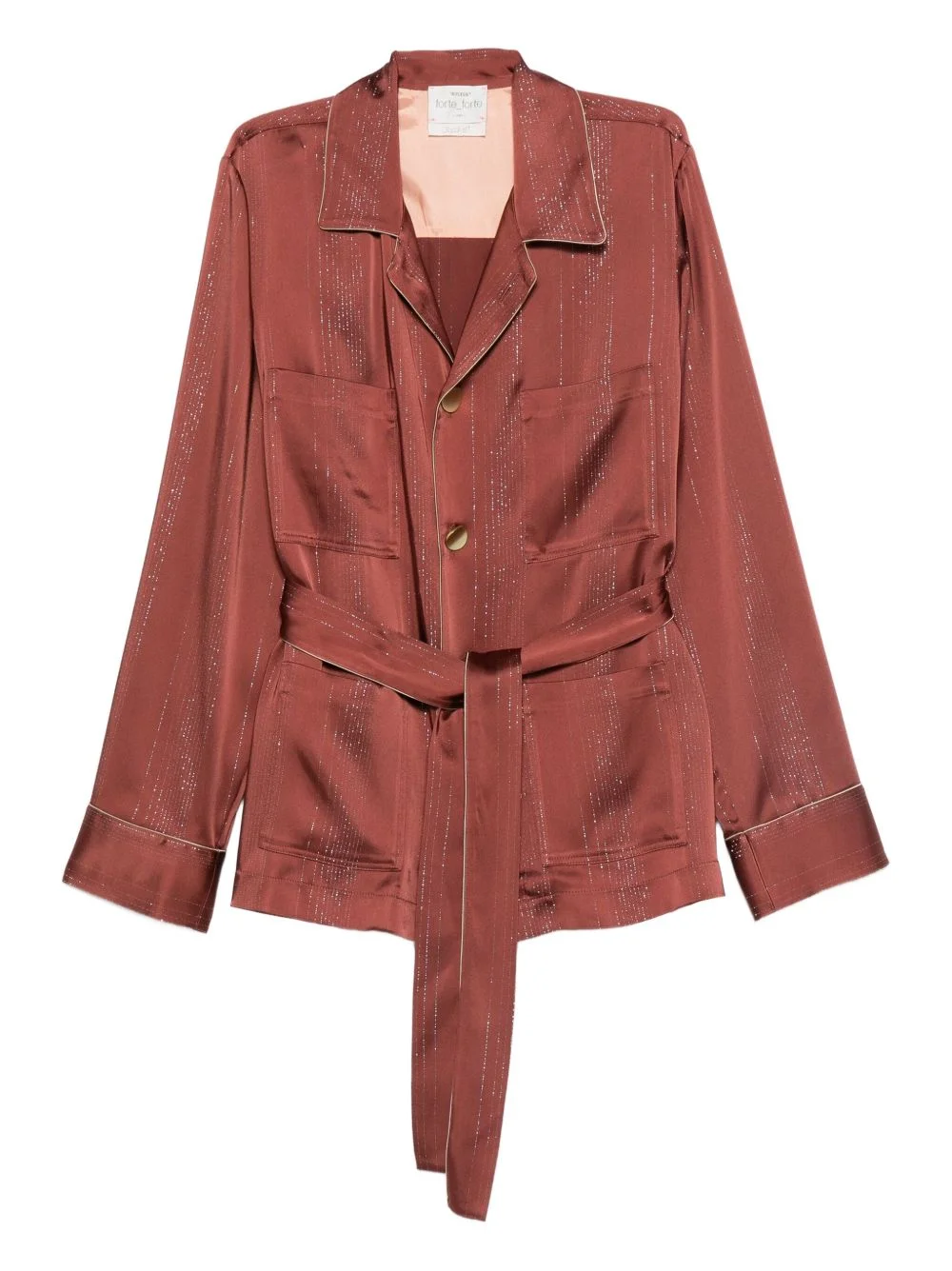 metallic-striped belted jacket - 1