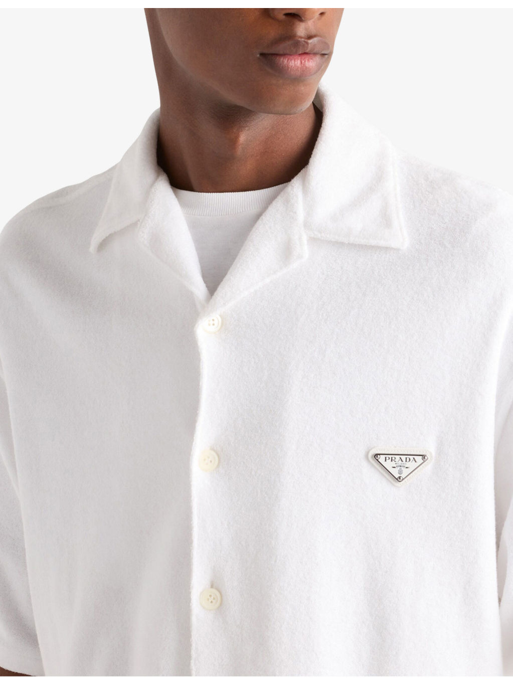 Short-Sleeve Triangle-Plaque Cotton Terry Shirt - 5