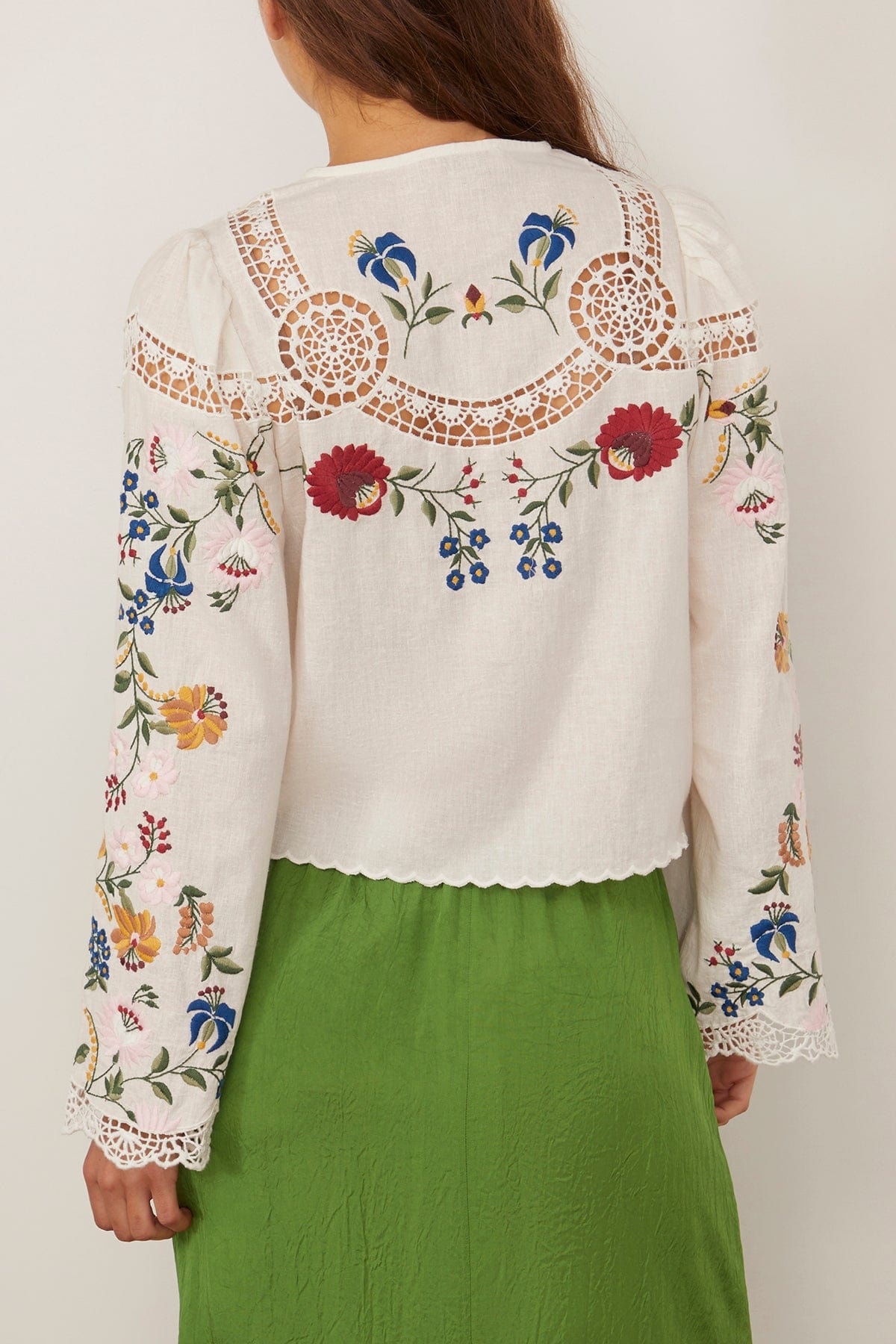 Celia Embroidery Long Sleeve Blouse in Cream - 4