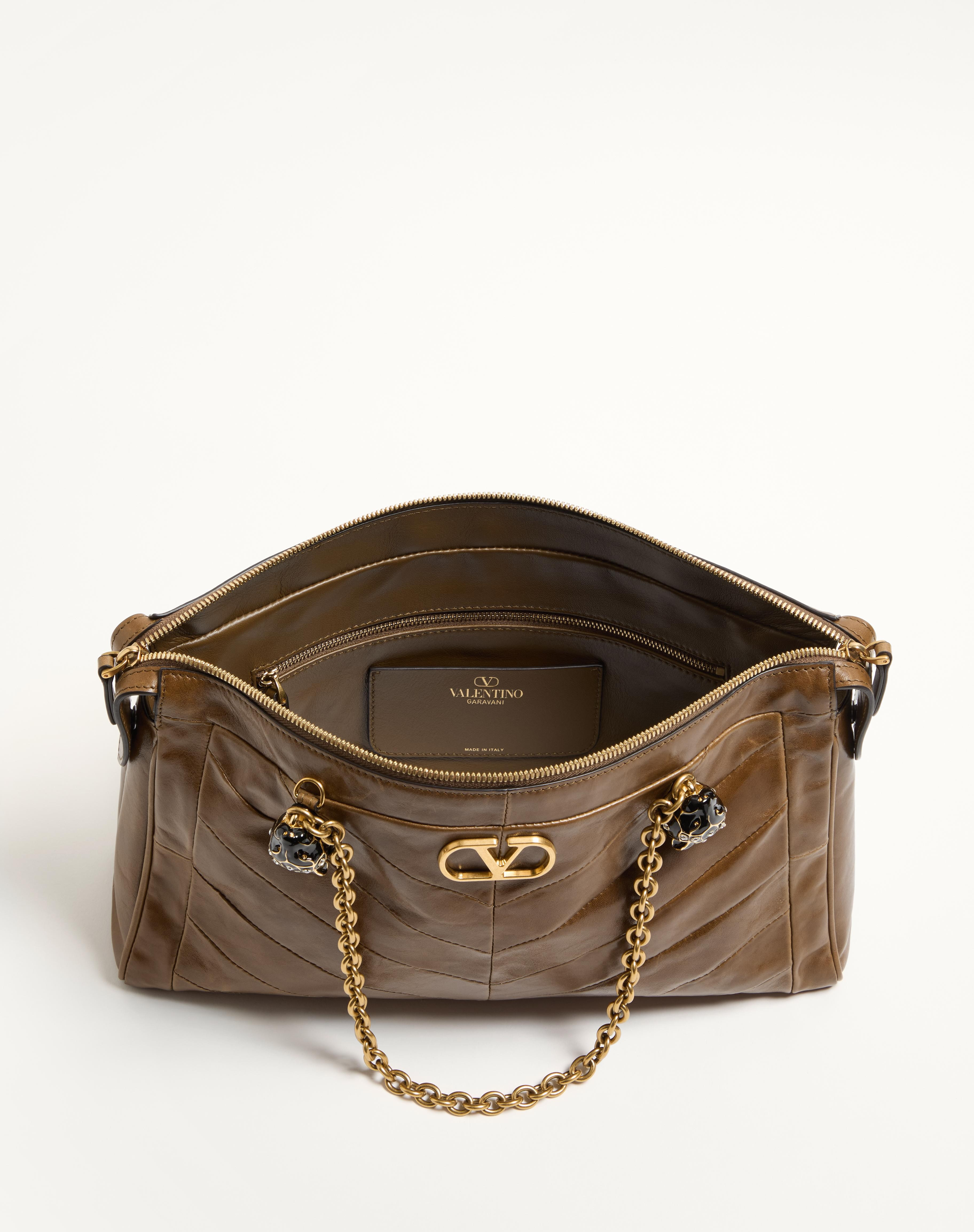 VALENTINO GARAVANI PANTHEA SHOULDER BAG IN NAPPA LEATHER WITH CHEVRON PATTERN - 6
