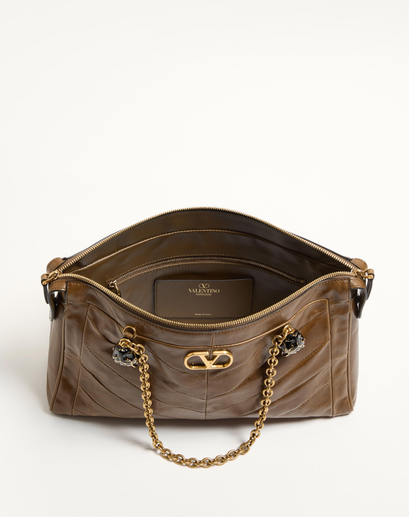 Valentino VALENTINO GARAVANI PANTHEA SHOULDER BAG IN NAPPA LEATHER WITH CHEVRON PATTERN outlook