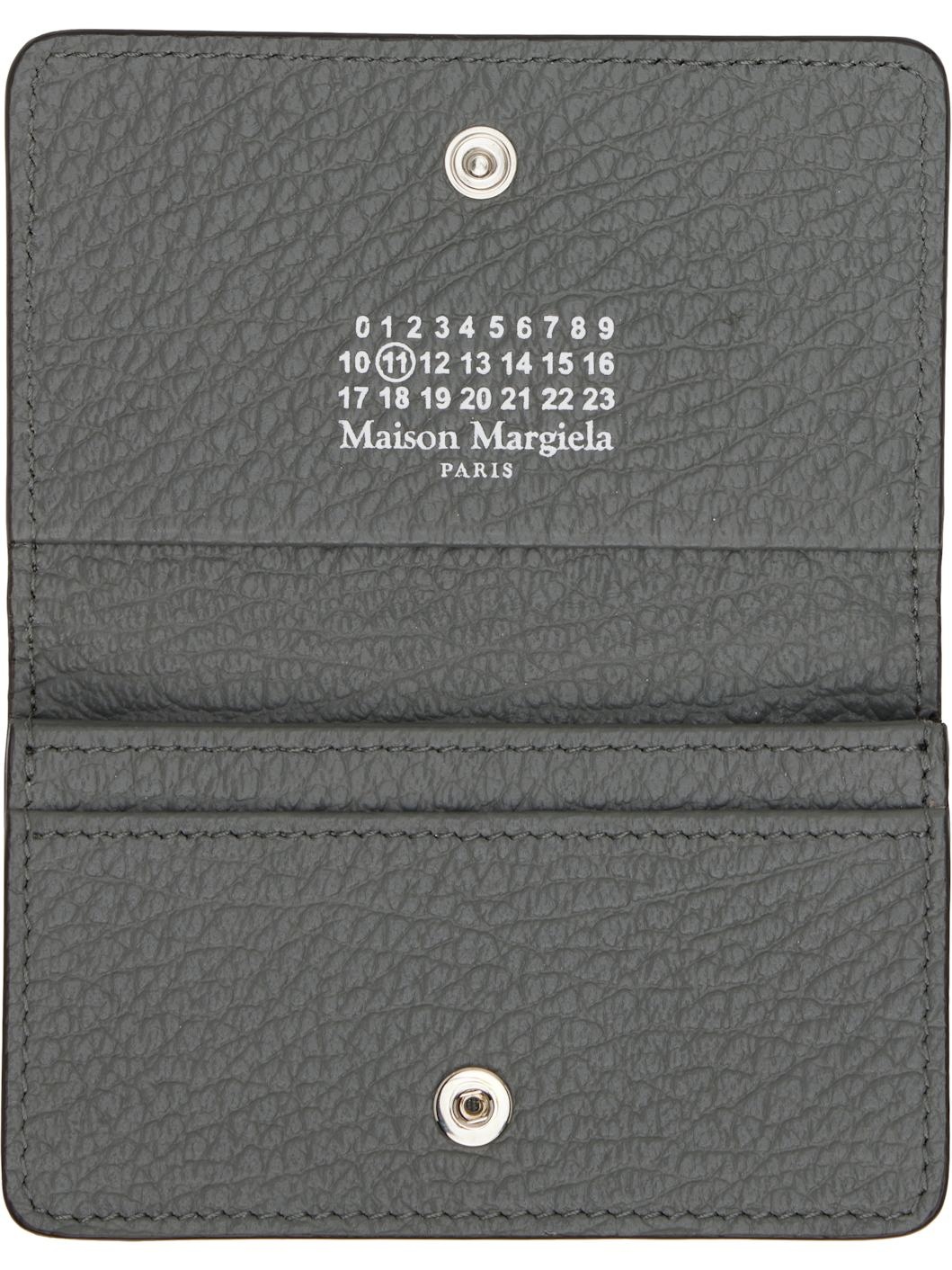 Gray Grained Leather Card Holder - 3
