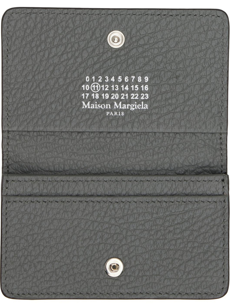Gray Grained Leather Card Holder 3