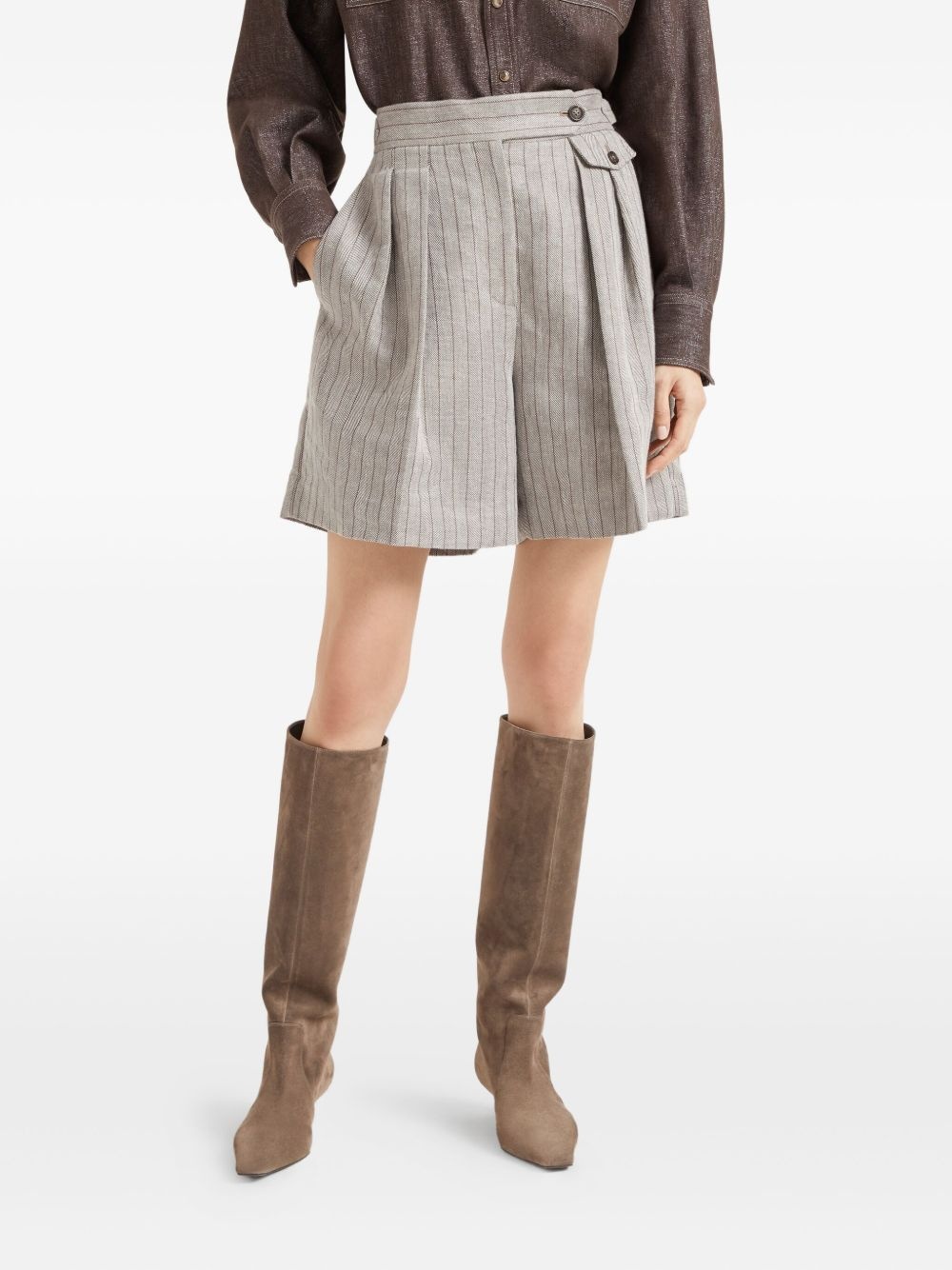 pleat-detailing shorts - 3